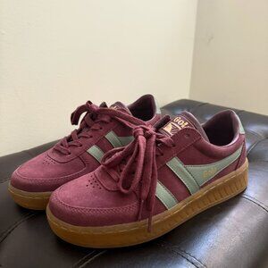 GOLA Classics Women's Grandslam Suede Sneakers (Wine/Green) Size 8